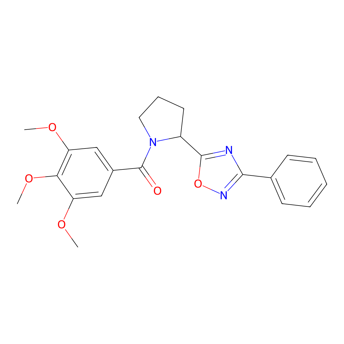 3-Phenyl-5-[1-(3,4,5-trimethoxybenzoyl)pyrrolidin-2-yl]-1,2,4-oxadiazole molecular structure, CAS 1787855-63-3