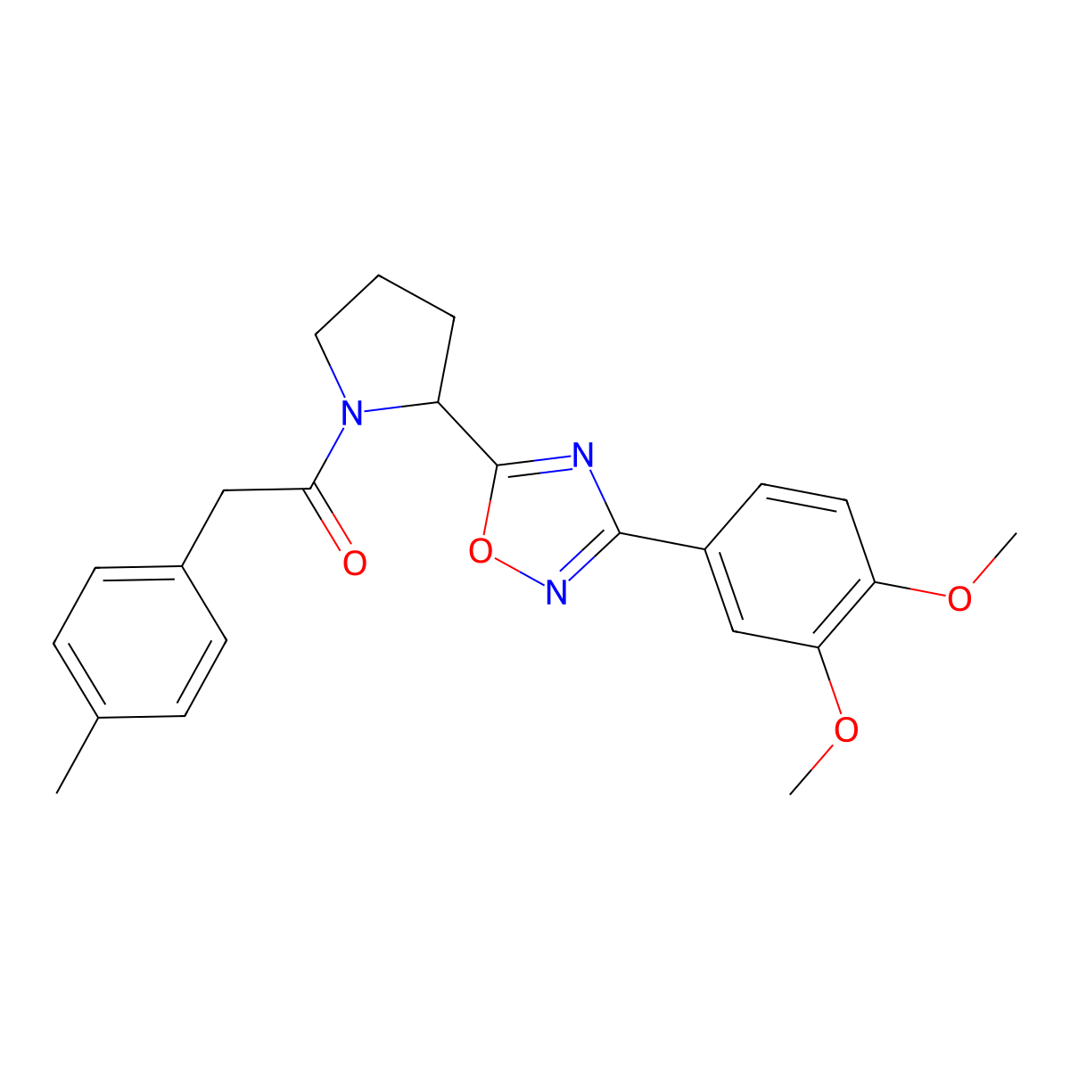 3-(3,4-Dimethoxyphenyl)-5-{1-[(4-methylphenyl)acetyl]pyrrolidin-2-yl}-1,2,4-oxadiazole molecular structure, CAS 1787855-76-8
