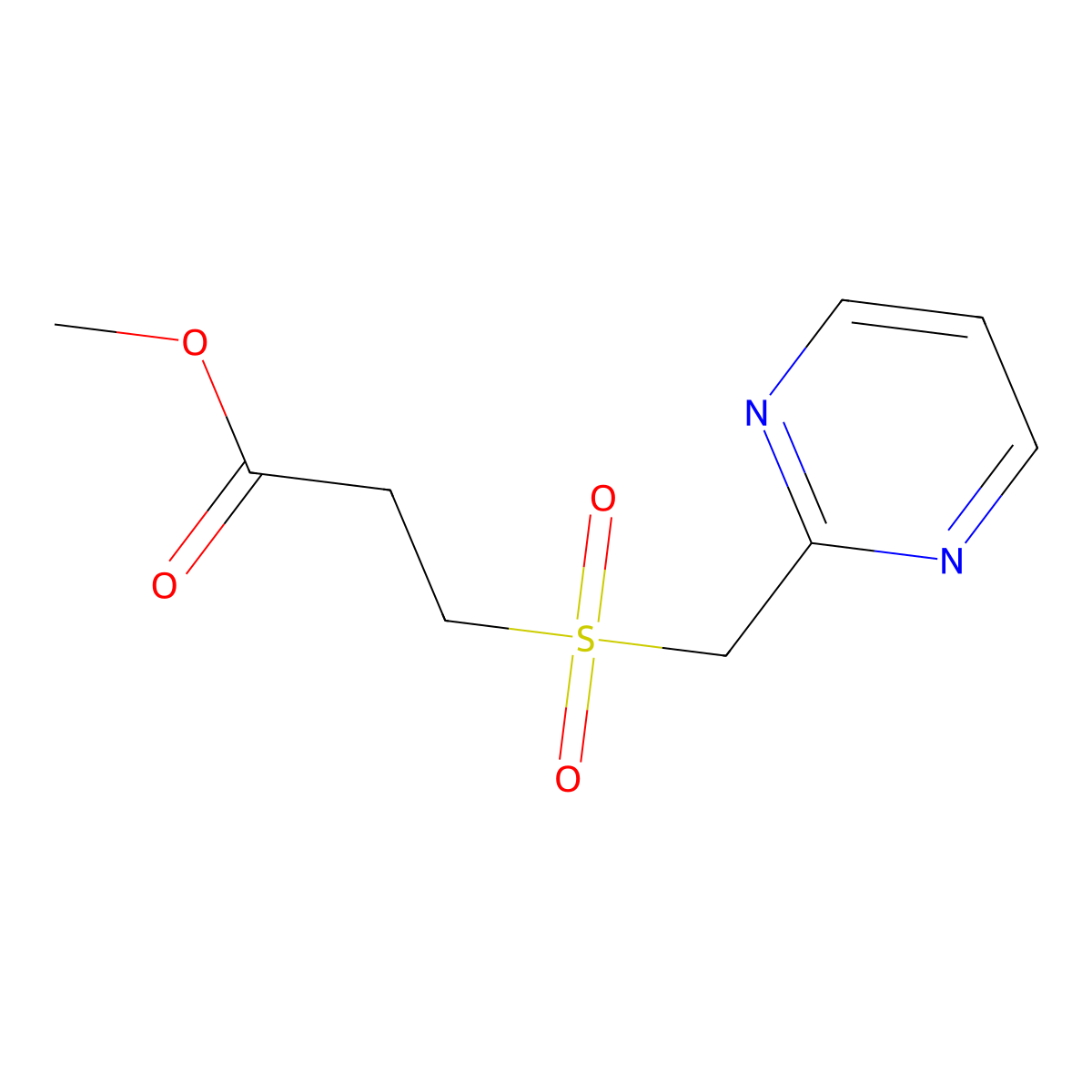 Methyl 3-(pyrimidin-2-ylmethanesulfonyl)propanoate molecular structure, CAS 1787856-48-7