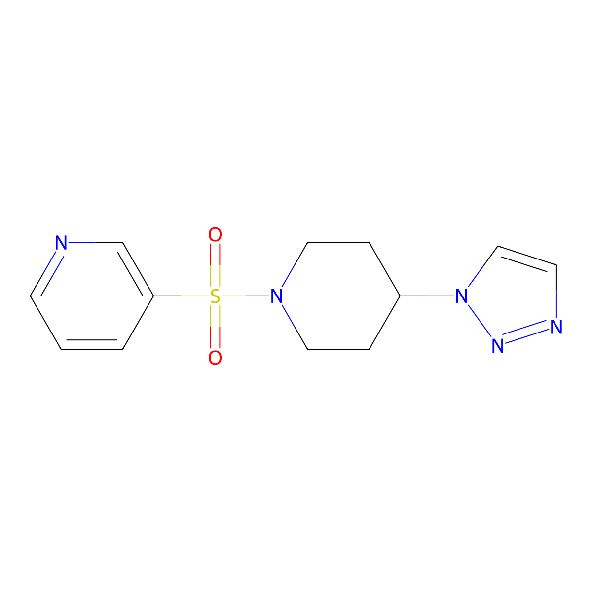 3-{[4-(1H-1,2,3-triazol-1-yl)piperidin-1-yl]sulfonyl}pyridine molecular structure, CAS 1787878-46-9