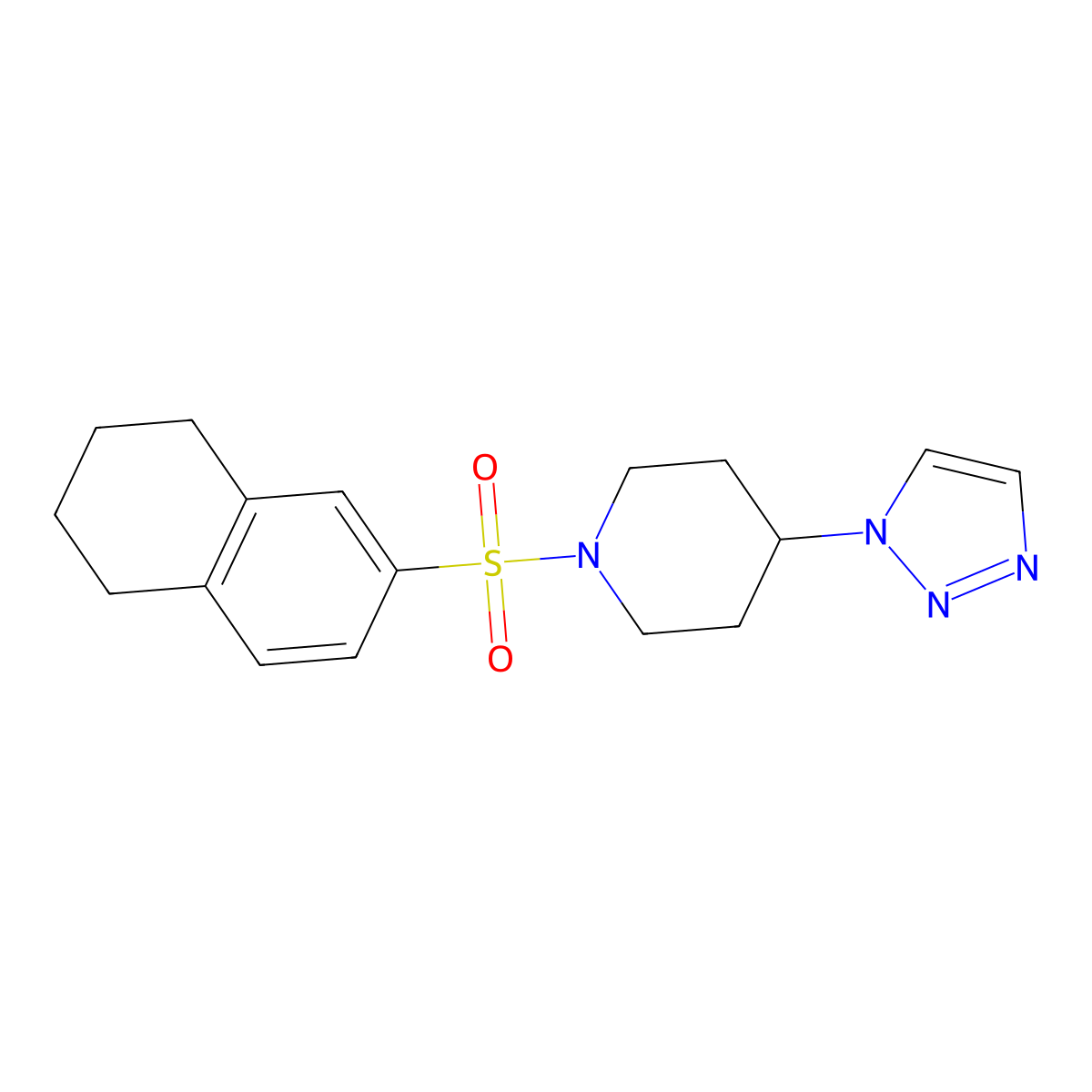 1-(5,6,7,8-tetrahydronaphthalene-2-sulfonyl)-4-(1H-1,2,3-triazol-1-yl)piperidine molecular structure, CAS 1787878-53-8