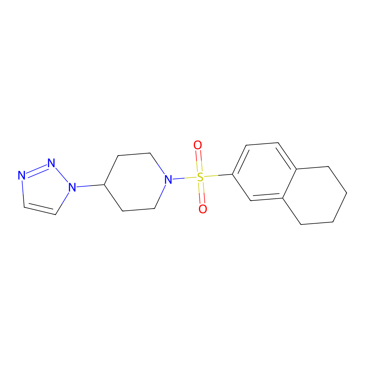 1-(5,6,7,8-tetrahydronaphthalene-2-sulfonyl)-4-(1H-1,2,3-triazol-1-yl)piperidine molecular structure, CAS 1787878-53-8