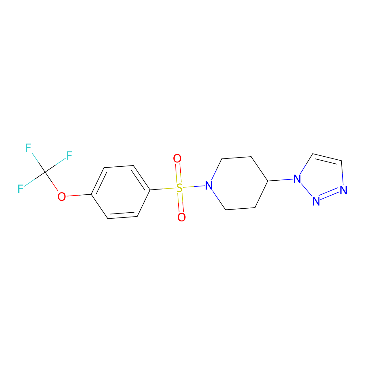 4-(1H-1,2,3-triazol-1-yl)-1-((4-(trifluoromethoxy)phenyl)sulfonyl)piperidine molecular structure, CAS 1787878-57-2
