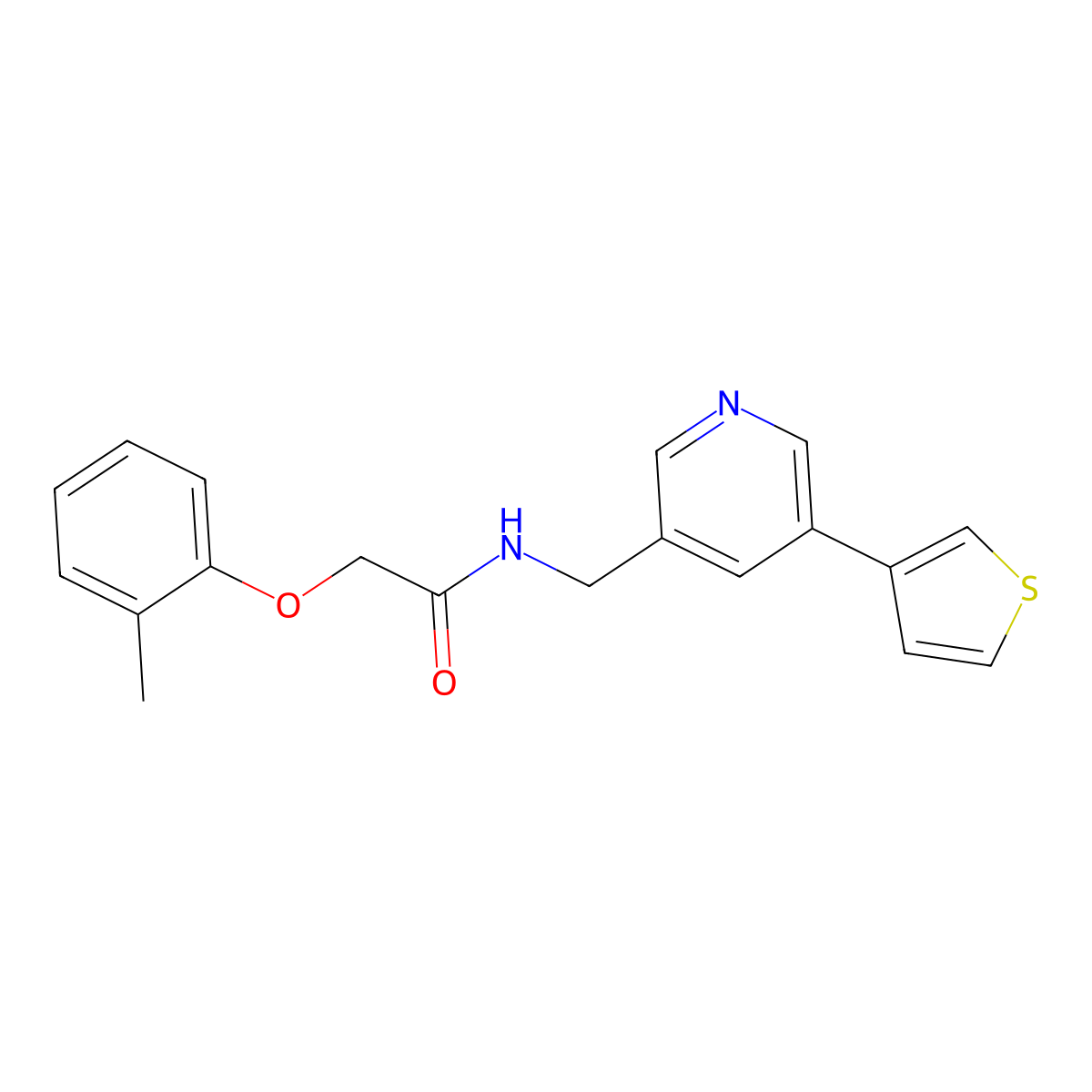 N-((5-(thiophen-3-yl)pyridin-3-yl)methyl)-2-(o-tolyloxy)acetamide molecular structure, CAS 1787878-76-5