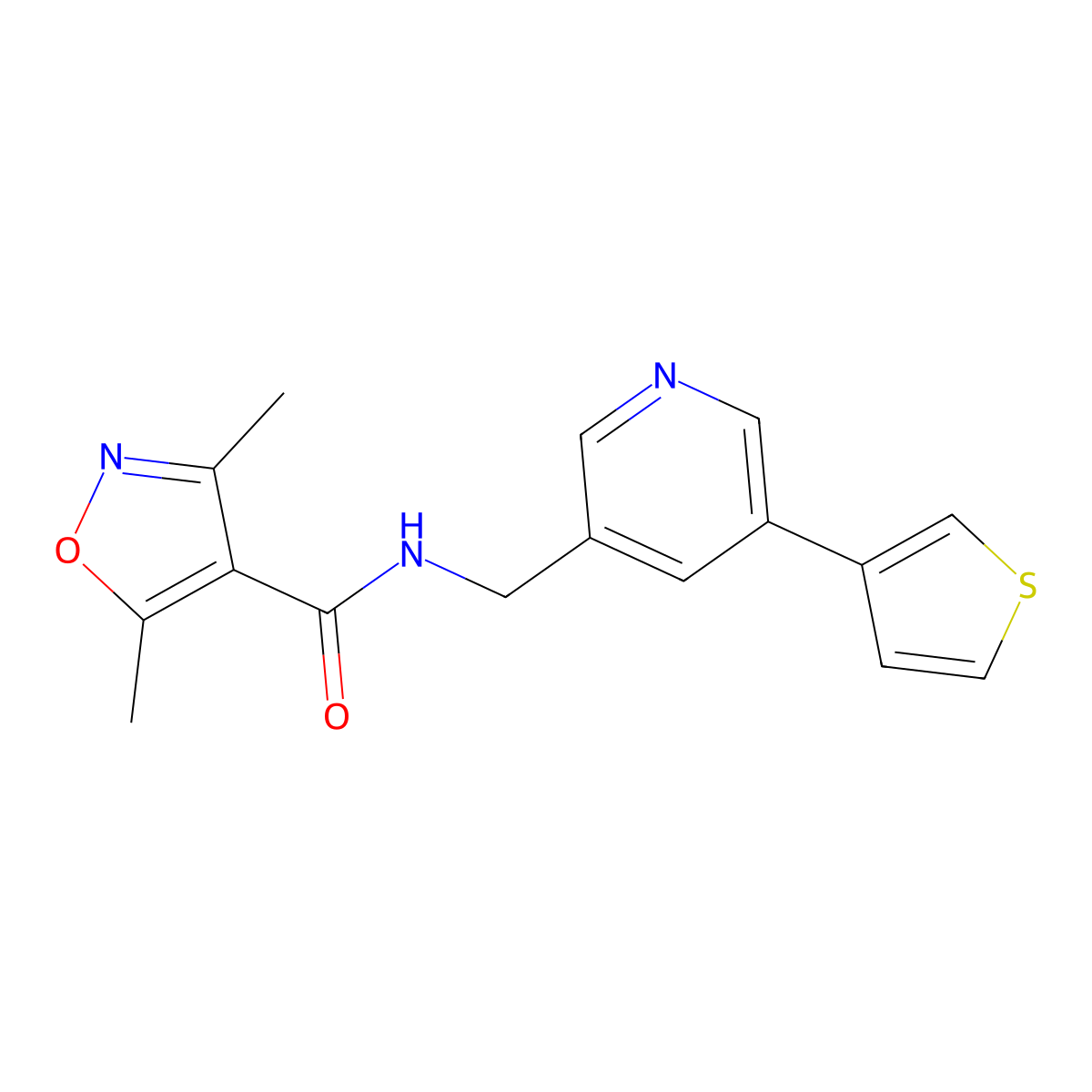 3,5-dimethyl-N-((5-(thiophen-3-yl)pyridin-3-yl)methyl)isoxazole-4-carboxamide molecular structure, CAS 1787879-10-0