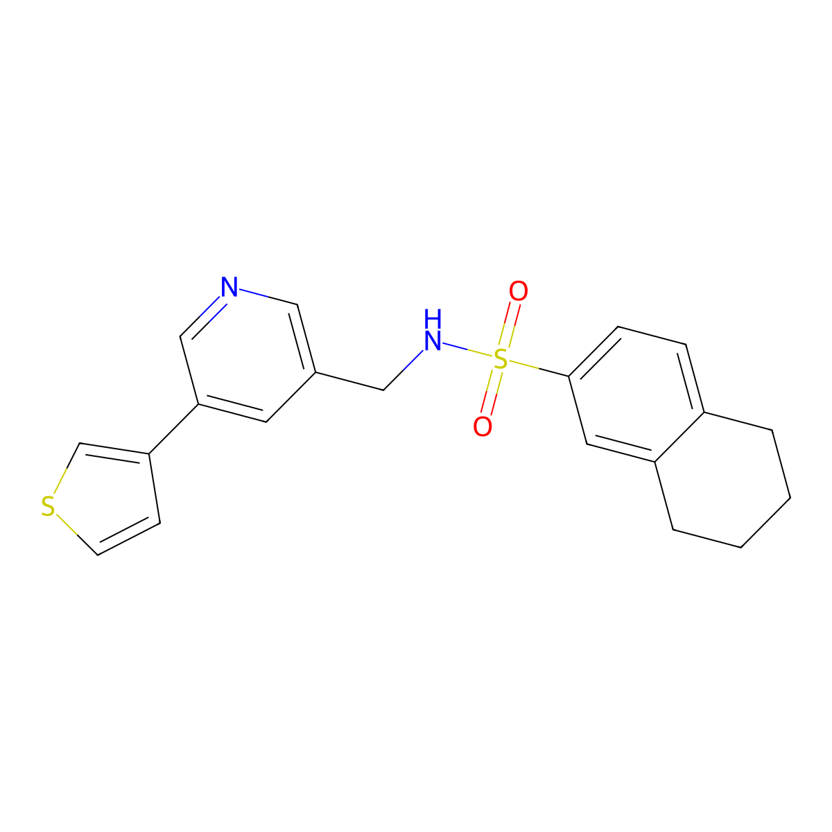 N-((5-(thiophen-3-yl)pyridin-3-yl)methyl)-5,6,7,8-tetrahydronaphthalene-2-sulfonamide molecular structure, CAS 1787879-42-8