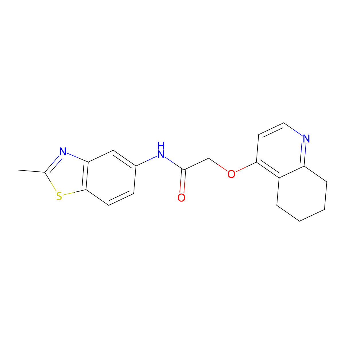 N-(2-methylbenzo[d]thiazol-5-yl)-2-((5,6,7,8-tetrahydroquinolin-4-yl)oxy)acetamide molecular structure, CAS 1787879-57-5