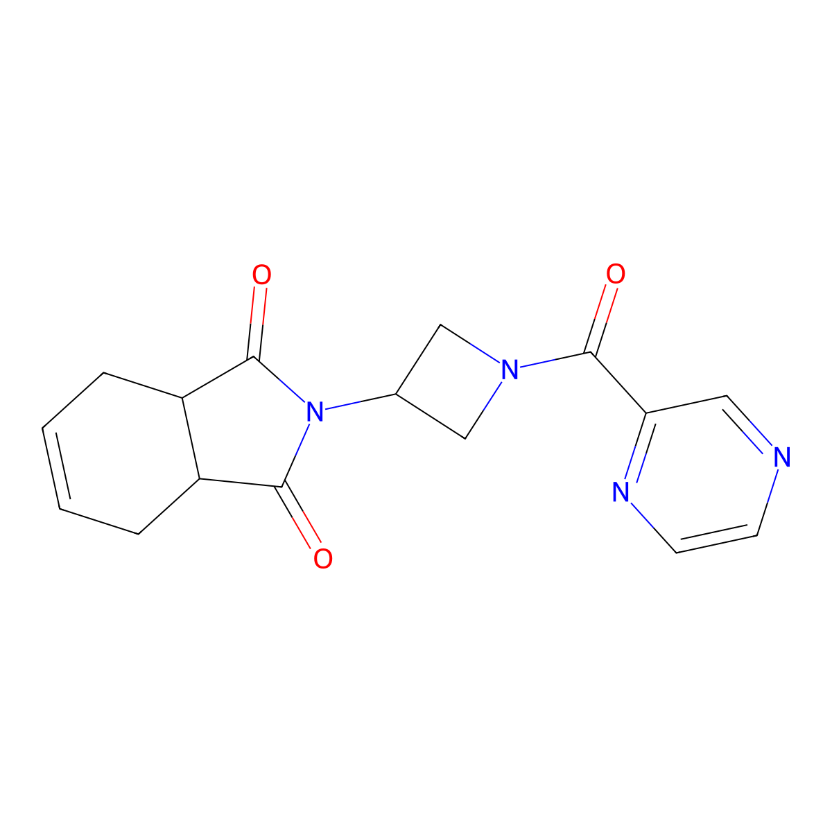 2-(1-(pyrazine-2-carbonyl)azetidin-3-yl)-3a,4,7,7a-tetrahydro-1H-isoindole-1,3(2H)-dione molecular structure, CAS 1787879-68-8