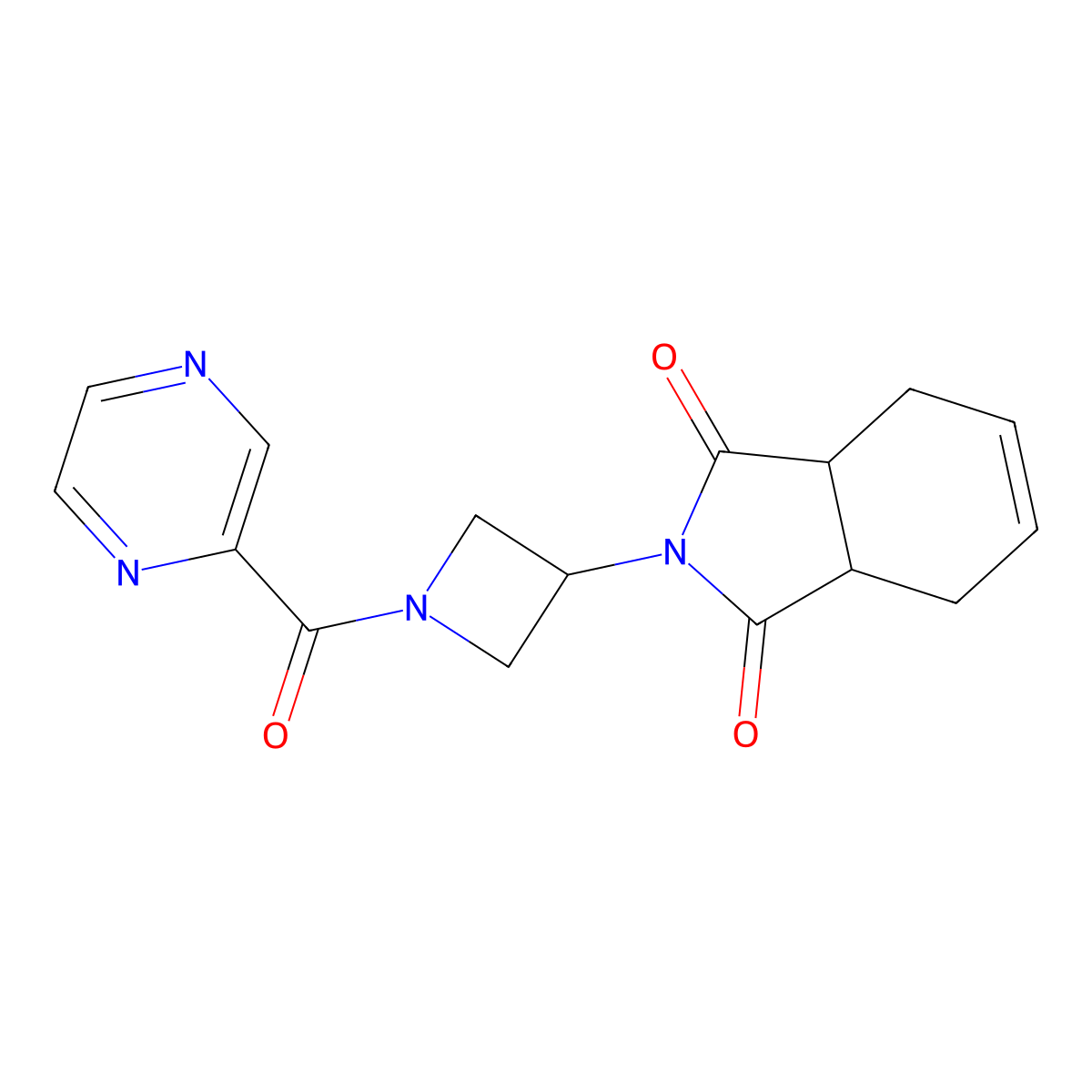 2-(1-(pyrazine-2-carbonyl)azetidin-3-yl)-3a,4,7,7a-tetrahydro-1H-isoindole-1,3(2H)-dione molecular structure, CAS 1787879-68-8