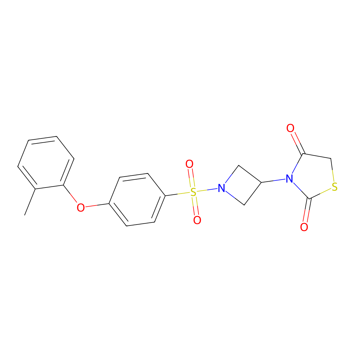 3-(1-((4-(o-Tolyloxy)phenyl)sulfonyl)azetidin-3-yl)thiazolidine-2,4-dione molecular structure, CAS 1787879-96-2