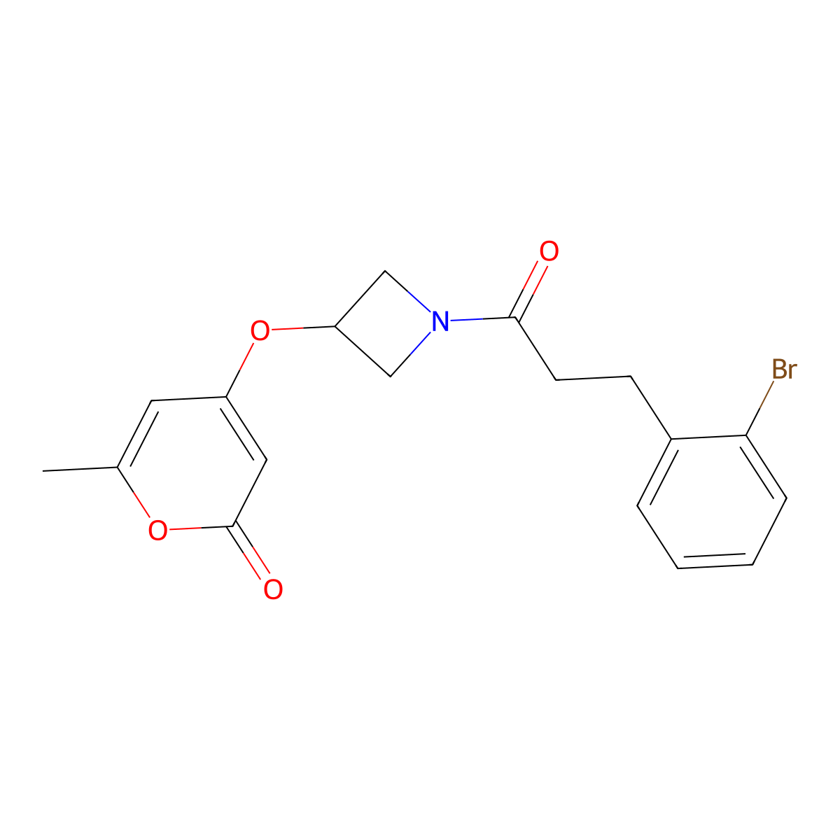 4-((1-(3-(2-bromophenyl)propanoyl)azetidin-3-yl)oxy)-6-methyl-2H-pyran-2-one molecular structure, CAS 1787880-05-0
