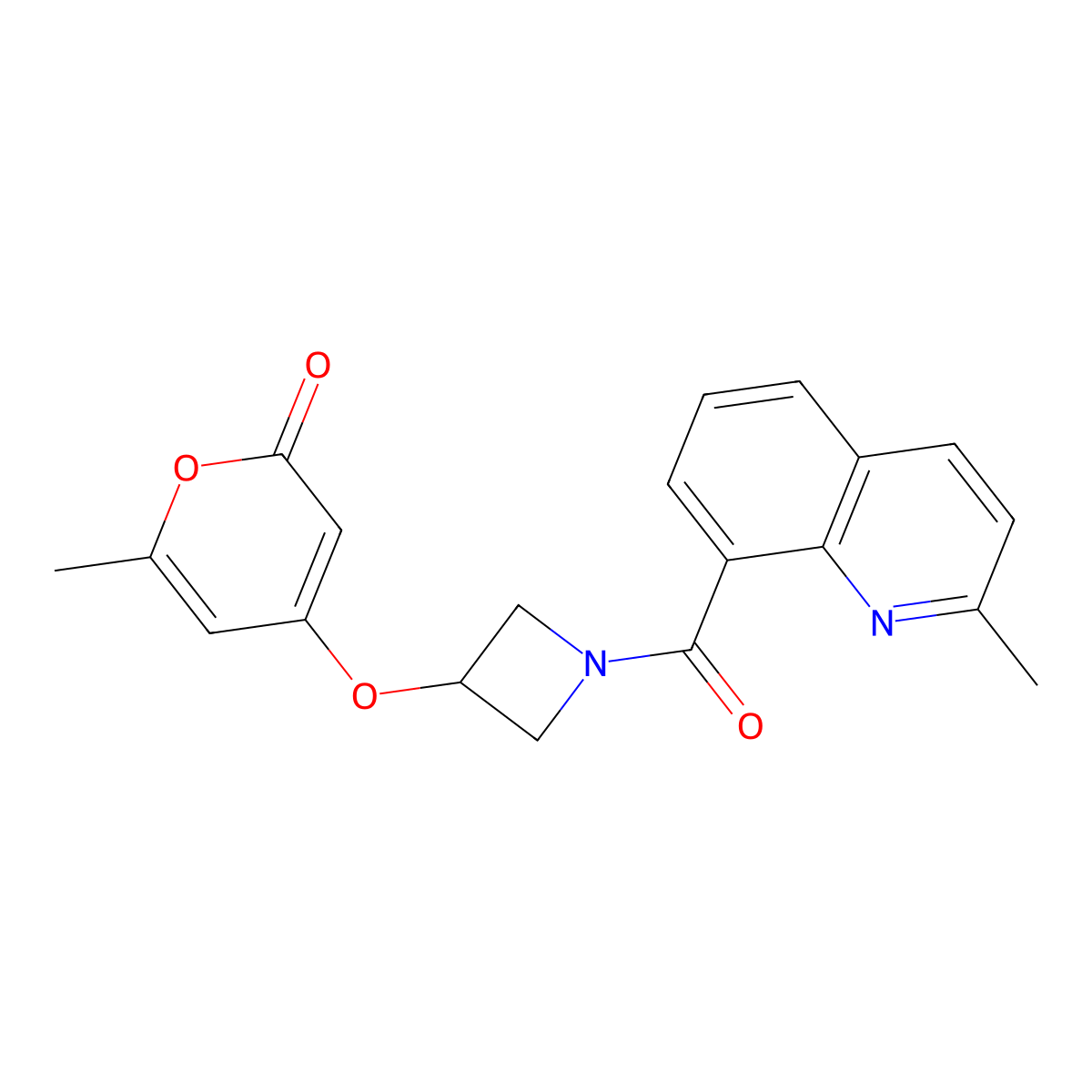 6-methyl-4-{[1-(2-methylquinoline-8-carbonyl)azetidin-3-yl]oxy}-2H-pyran-2-one molecular structure, CAS 1787880-10-7
