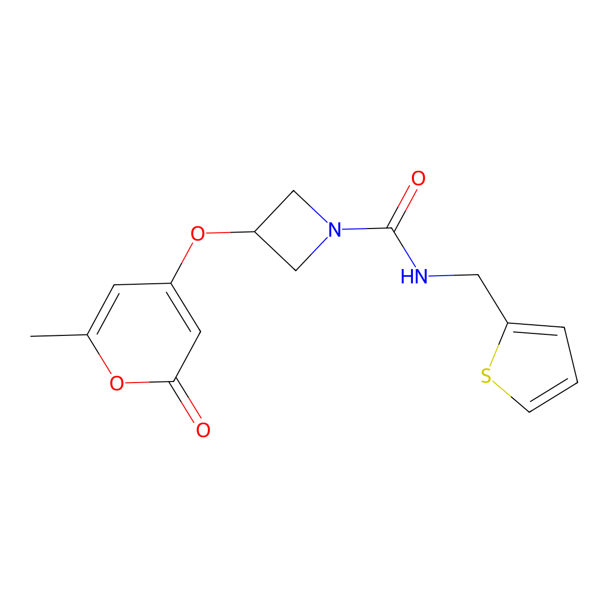 3-((6-methyl-2-oxo-2H-pyran-4-yl)oxy)-N-(thiophen-2-ylmethyl)azetidine-1-carboxamide molecular structure, CAS 1787880-26-5