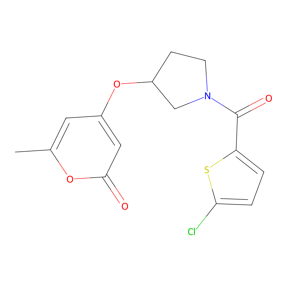 4-((1-(5-chlorothiophene-2-carbonyl)pyrrolidin-3-yl)oxy)-6-methyl-2H-pyran-2-one molecular structure, CAS 1787880-31-2