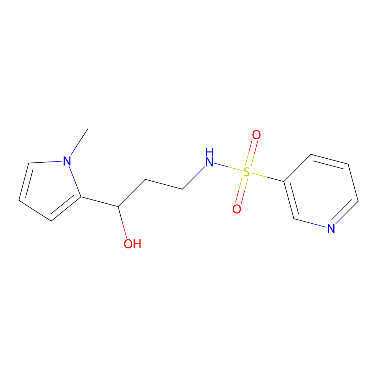 N-(3-hydroxy-3-(1-methyl-1H-pyrrol-2-yl)propyl)pyridine-3-sulfonamide molecular structure, CAS 1787880-66-3