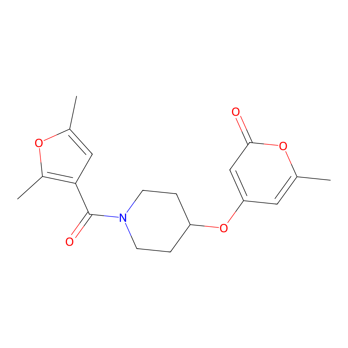 4-{[1-(2,5-dimethylfuran-3-carbonyl)piperidin-4-yl]oxy}-6-methyl-2H-pyran-2-one molecular structure, CAS 1787880-67-4