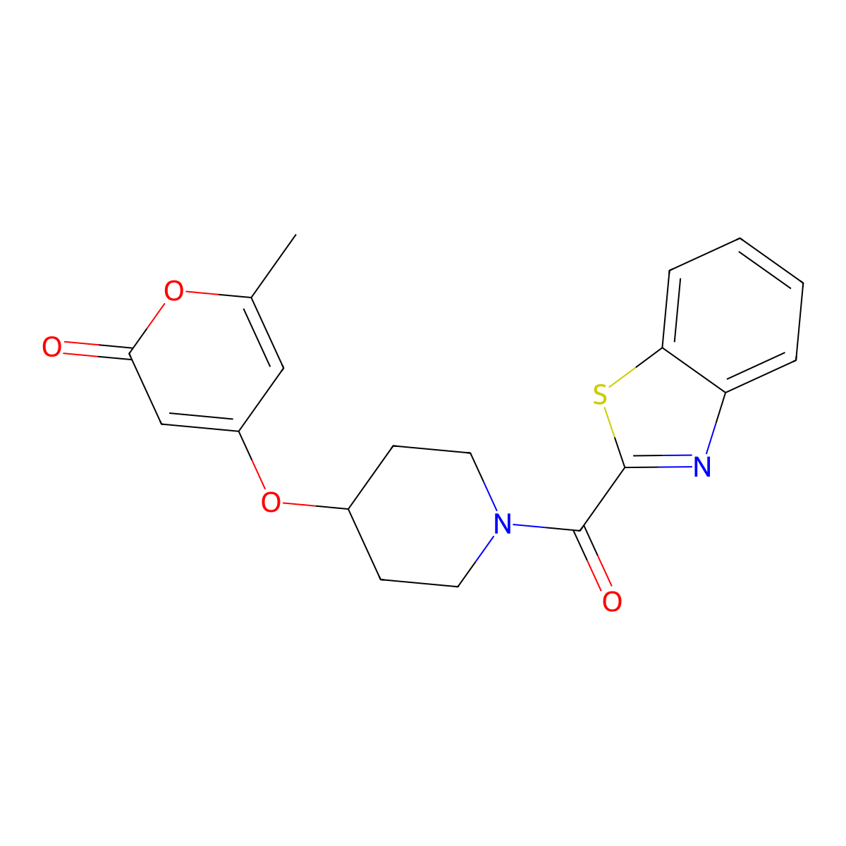 4-((1-(benzo[d]thiazole-2-carbonyl)piperidin-4-yl)oxy)-6-methyl-2H-pyran-2-one molecular structure, CAS 1787880-70-9