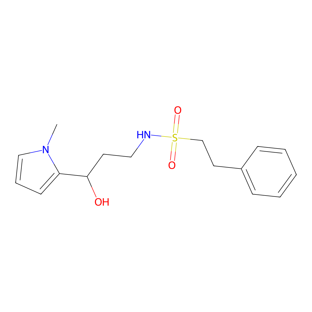 N-(3-hydroxy-3-(1-methyl-1H-pyrrol-2-yl)propyl)-2-phenylethanesulfonamide molecular structure, CAS 1787880-71-0
