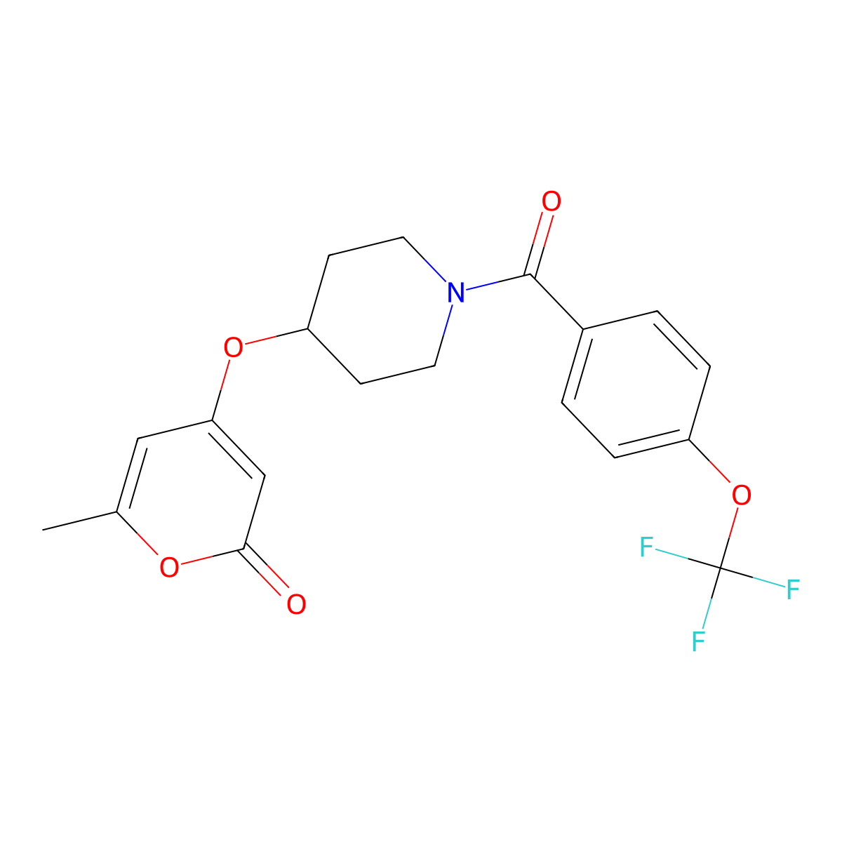 6-methyl-4-((1-(4-(trifluoromethoxy)benzoyl)piperidin-4-yl)oxy)-2H-pyran-2-one molecular structure, CAS 1787880-73-2