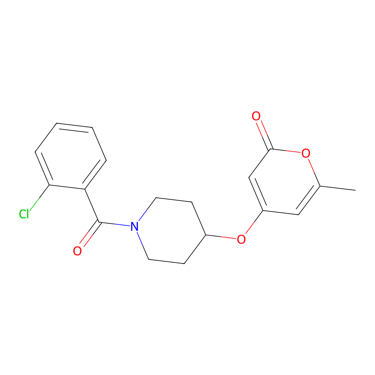 4-((1-(2-chlorobenzoyl)piperidin-4-yl)oxy)-6-methyl-2H-pyran-2-one molecular structure, CAS 1787880-77-6