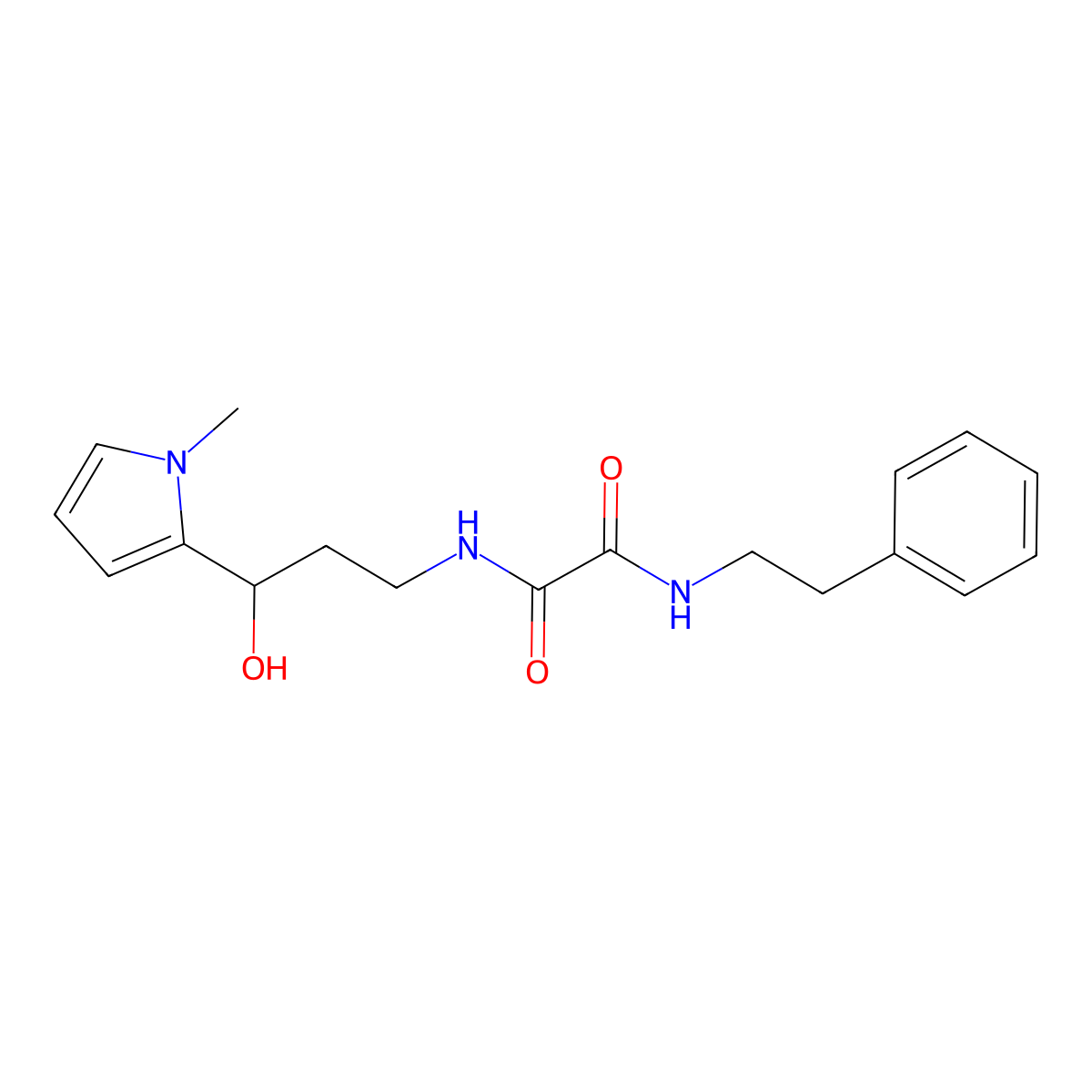 N1-(3-hydroxy-3-(1-methyl-1H-pyrrol-2-yl)propyl)-N2-phenethyloxalamide molecular structure, CAS 1787880-83-4