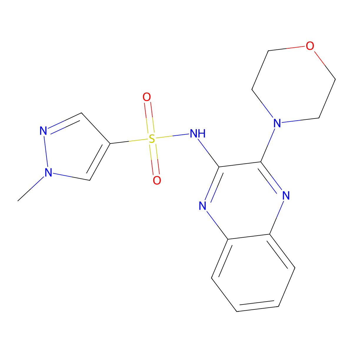 1-methyl-N-(3-morpholinoquinoxalin-2-yl)-1H-pyrazole-4-sulfonamide molecular structure, CAS 1787880-93-6