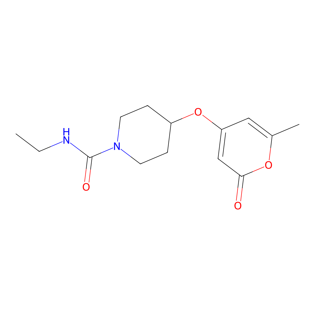 N-ethyl-4-[(6-methyl-2-oxo-2H-pyran-4-yl)oxy]piperidine-1-carboxamide molecular structure, CAS 1787881-08-6