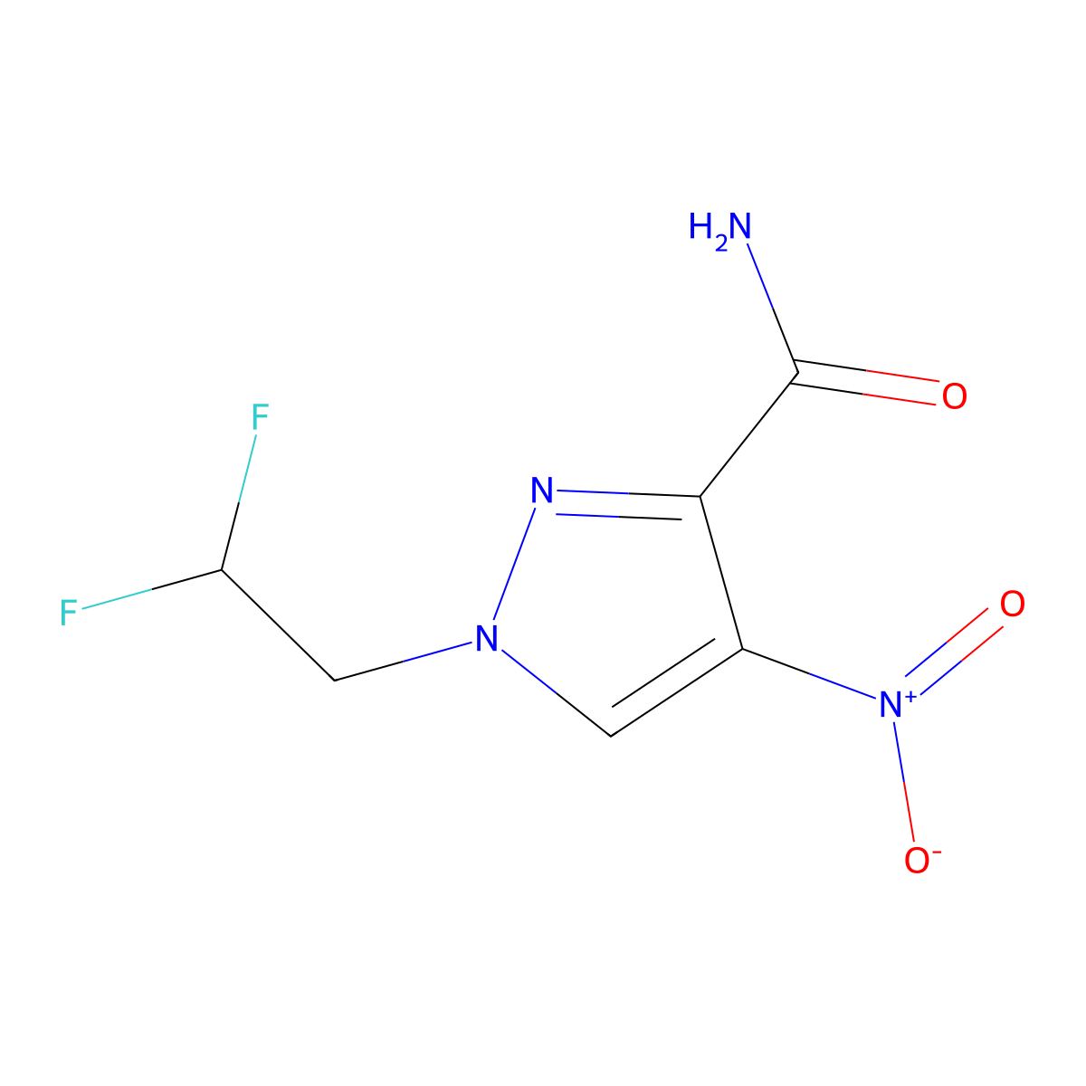 1-(2,2-difluoroethyl)-4-nitro-1H-pyrazole-3-carboxamide molecular structure, CAS 1787881-28-0