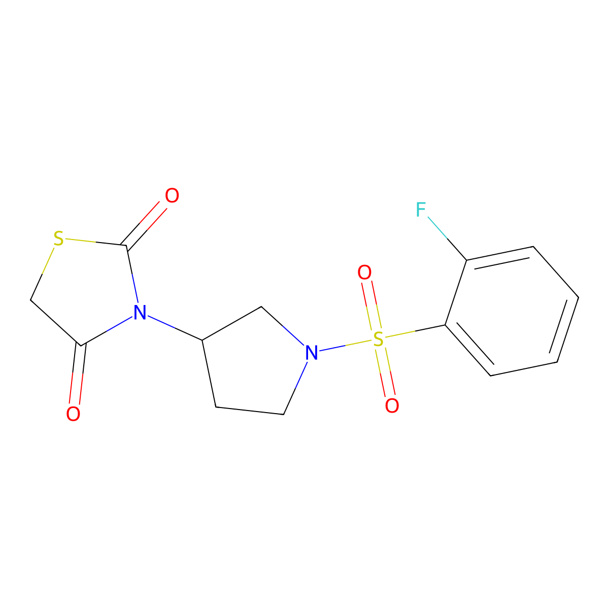 3-(1-((2-Fluorophenyl)sulfonyl)pyrrolidin-3-yl)thiazolidine-2,4-dione molecular structure, CAS 1787881-41-7