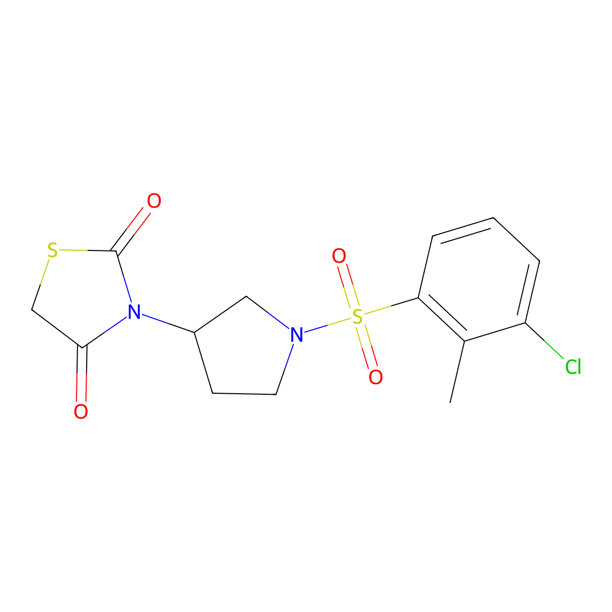 3-(1-((3-Chloro-2-methylphenyl)sulfonyl)pyrrolidin-3-yl)thiazolidine-2,4-dione molecular structure, CAS 1787881-47-3
