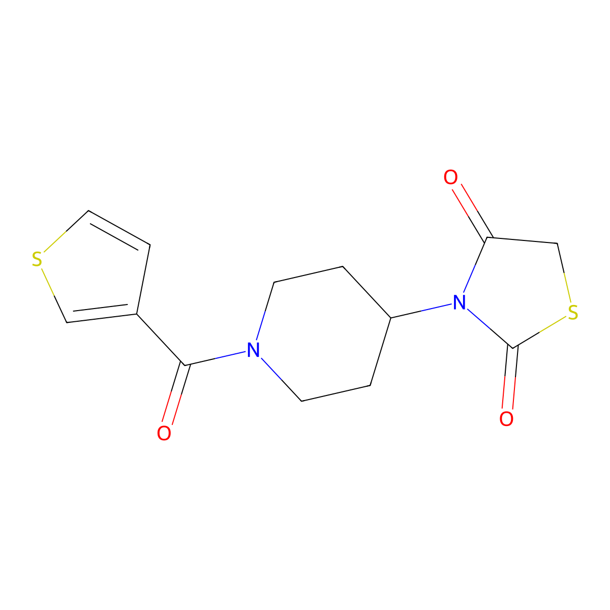 3-(1-(Thiophene-3-carbonyl)piperidin-4-yl)thiazolidine-2,4-dione molecular structure, CAS 1787881-65-5