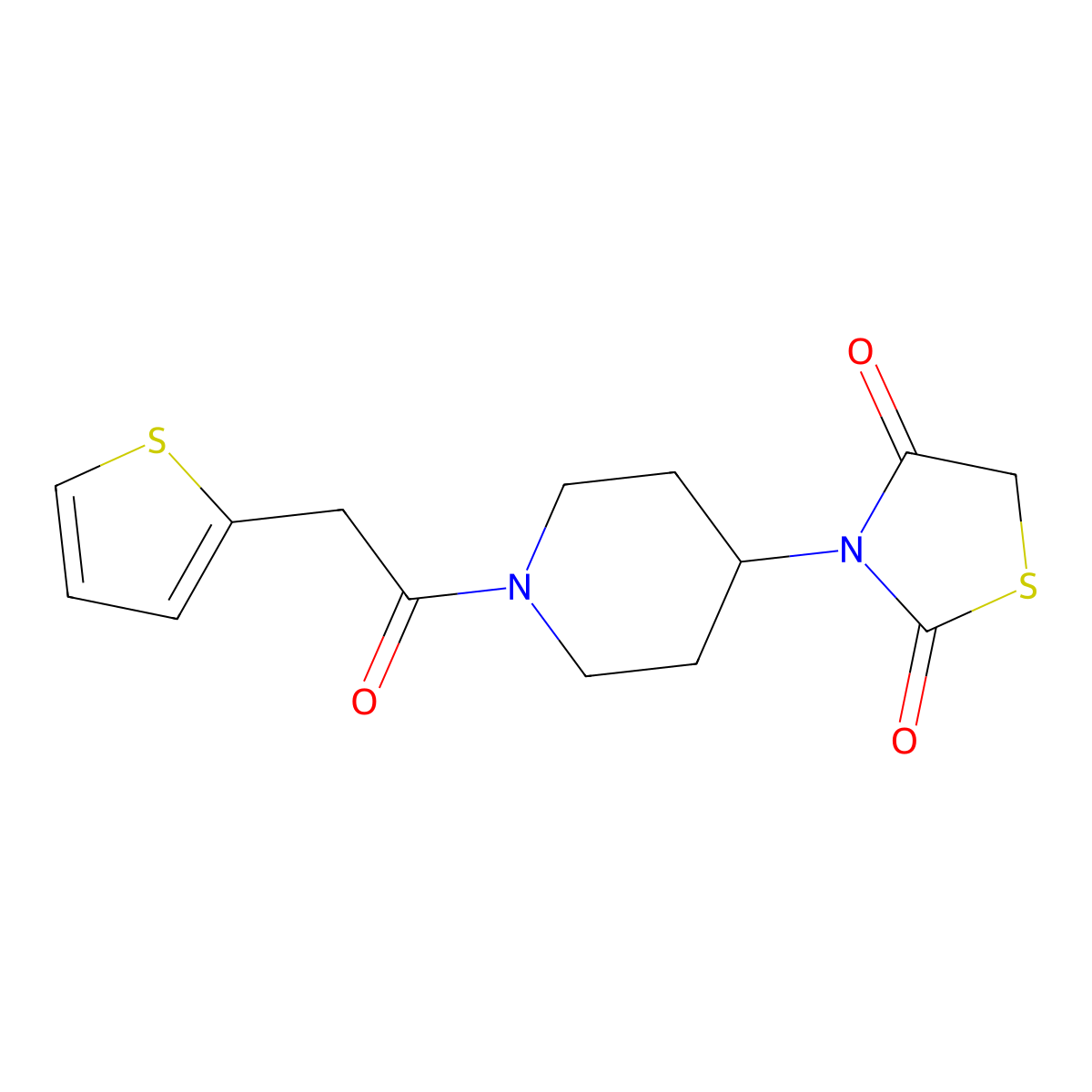 3-(1-(2-(Thiophen-2-yl)acetyl)piperidin-4-yl)thiazolidine-2,4-dione molecular structure, CAS 1787881-69-9