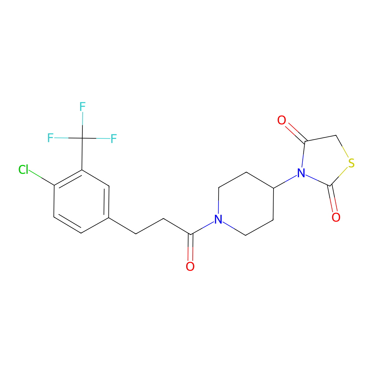 3-(1-(3-(4-Chloro-3-(trifluoromethyl)phenyl)propanoyl)piperidin-4-yl)thiazolidine-2,4-dione molecular structure, CAS 1787881-83-7