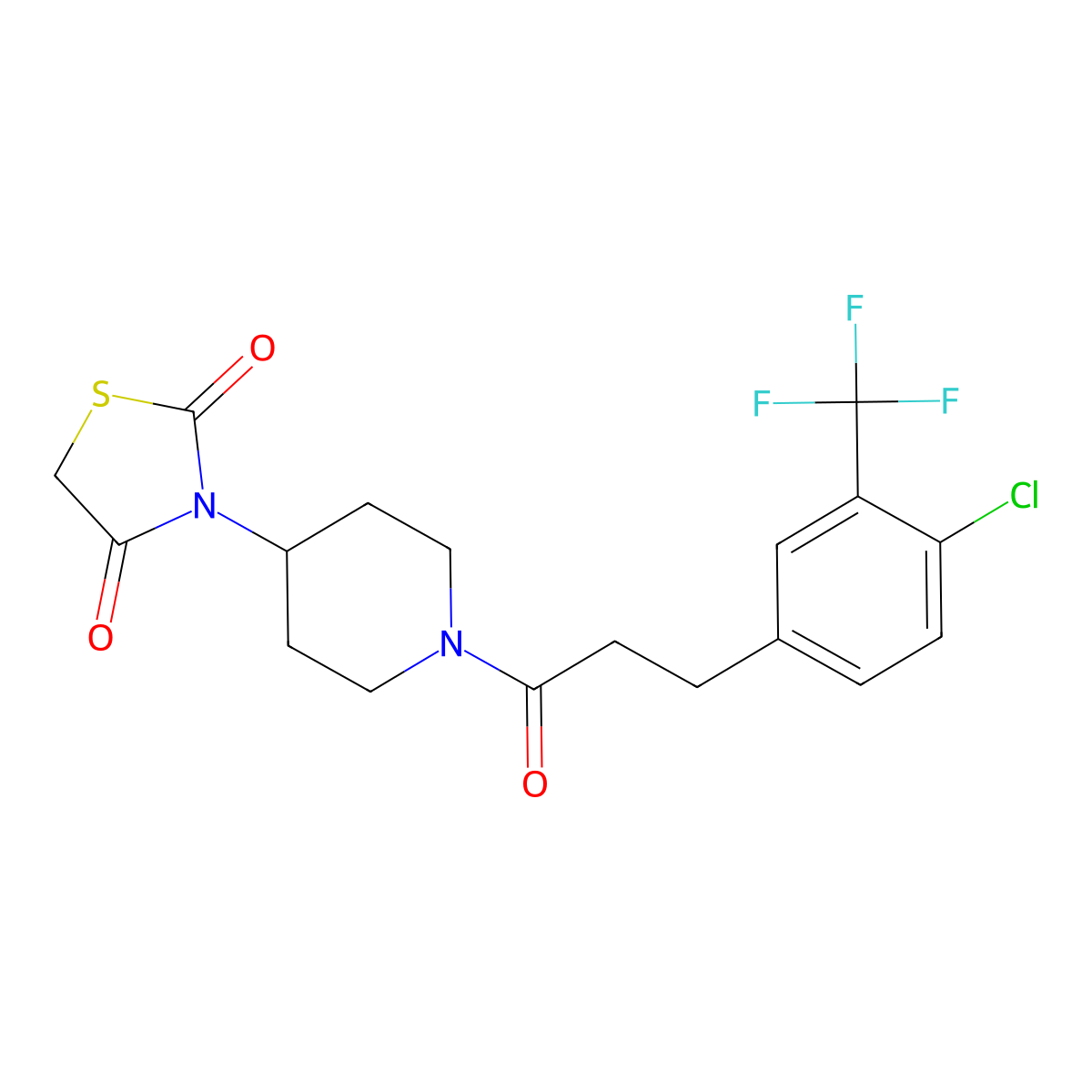 3-(1-(3-(4-Chloro-3-(trifluoromethyl)phenyl)propanoyl)piperidin-4-yl)thiazolidine-2,4-dione molecular structure, CAS 1787881-83-7