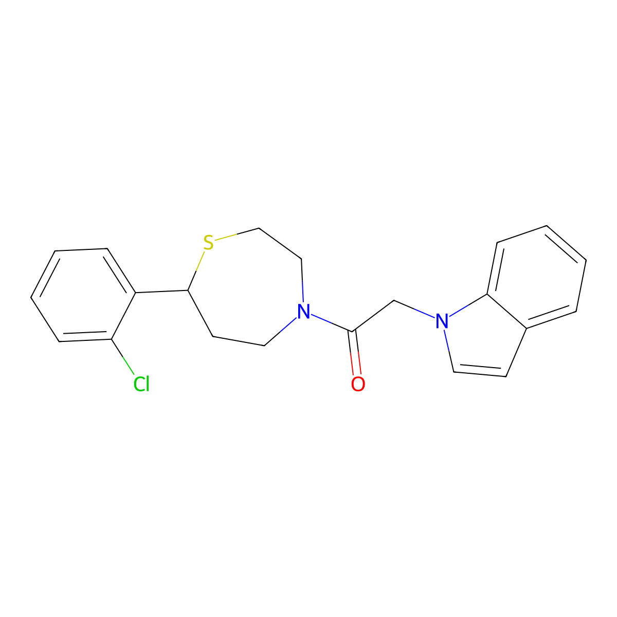 1-(7-(2-chlorophenyl)-1,4-thiazepan-4-yl)-2-(1H-indol-1-yl)ethanone molecular structure, CAS 1787882-20-5