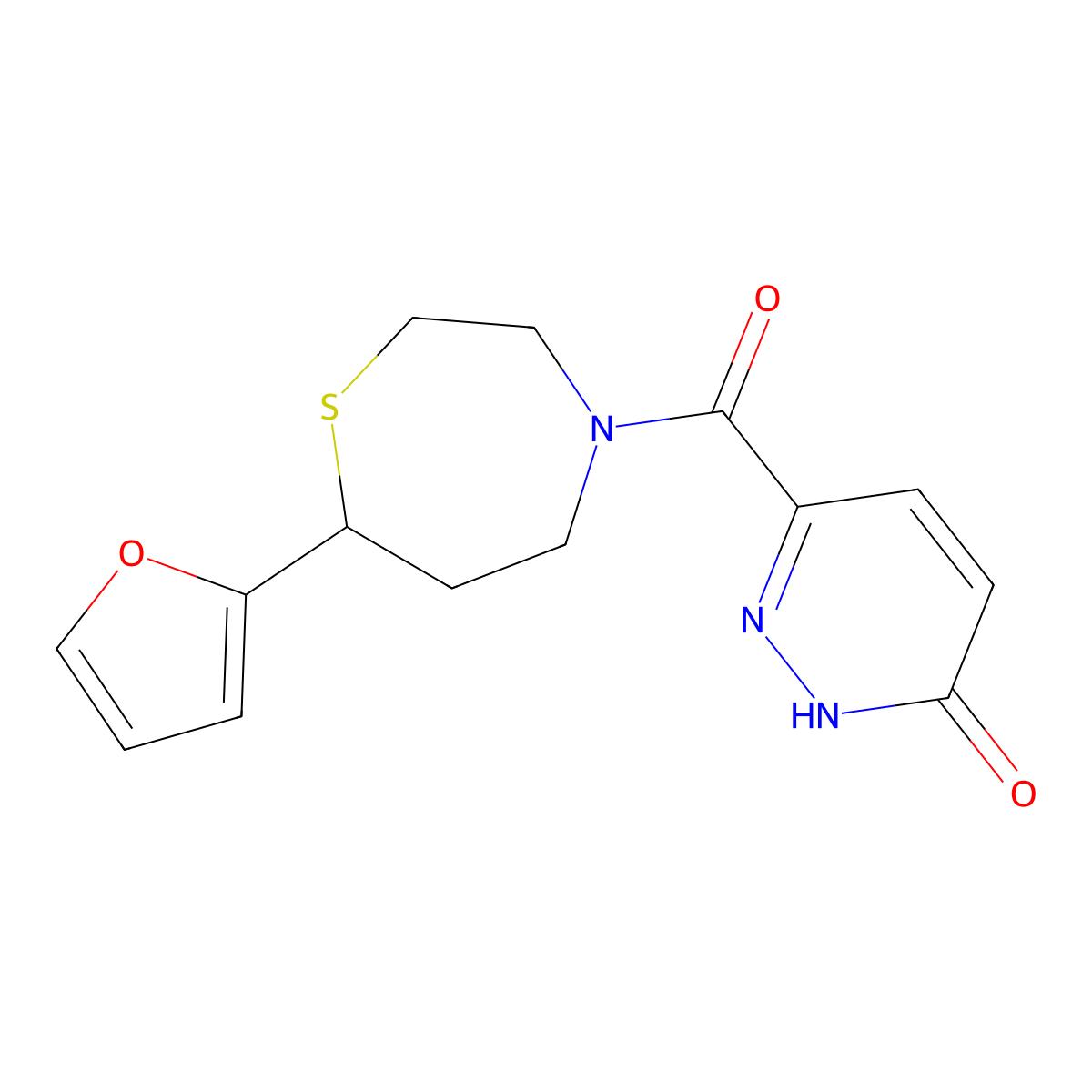 6-(7-(furan-2-yl)-1,4-thiazepane-4-carbonyl)pyridazin-3(2H)-one molecular structure, CAS 1787882-65-8