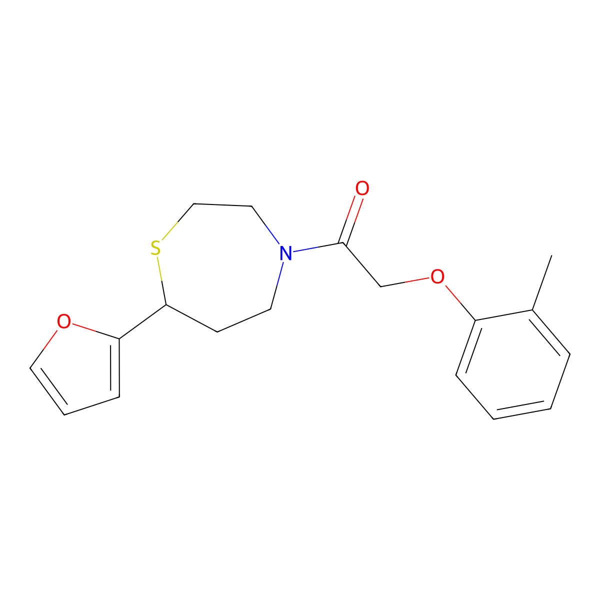 1-(7-(Furan-2-yl)-1,4-thiazepan-4-yl)-2-(o-tolyloxy)ethanone molecular structure, CAS 1787882-88-5