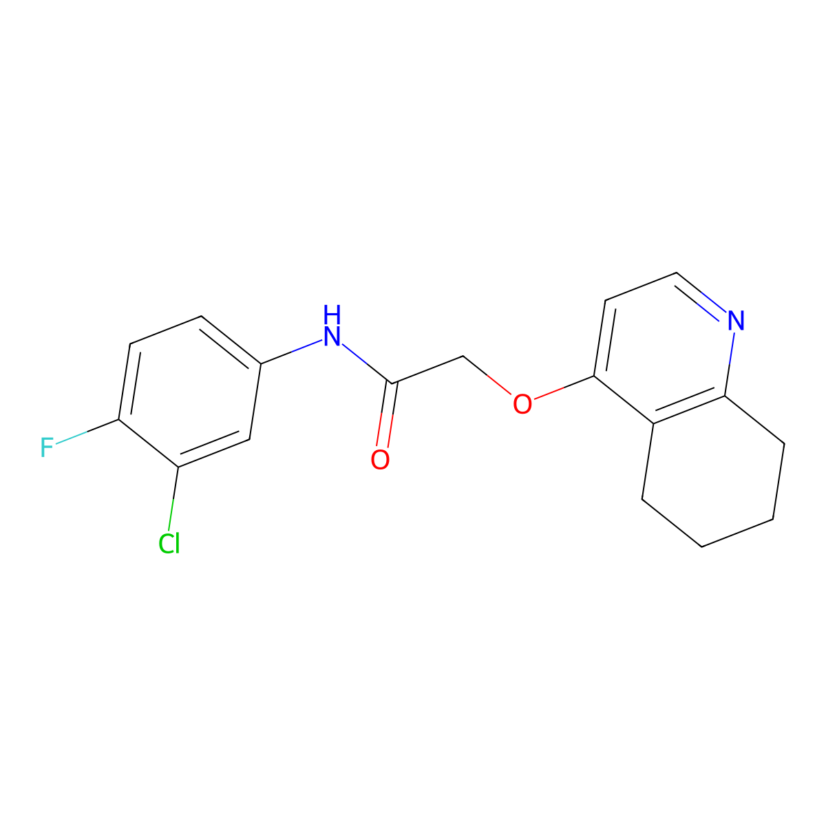 N-(3-chloro-4-fluorophenyl)-2-((5,6,7,8-tetrahydroquinolin-4-yl)oxy)acetamide molecular structure, CAS 1787883-23-1