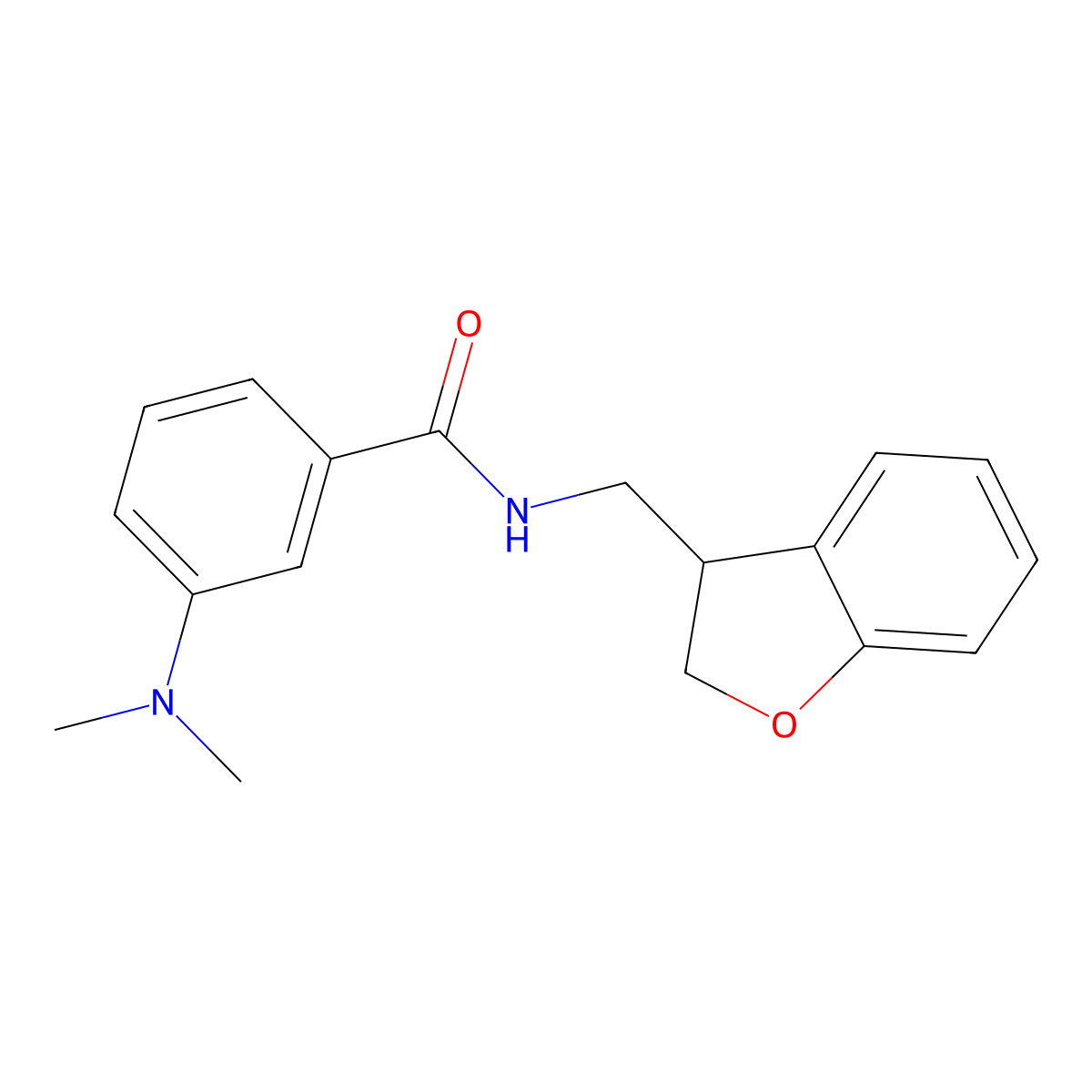 N-[(2,3-dihydro-1-benzofuran-3-yl)methyl]-3-(dimethylamino)benzamide molecular structure, CAS 1787887-57-3