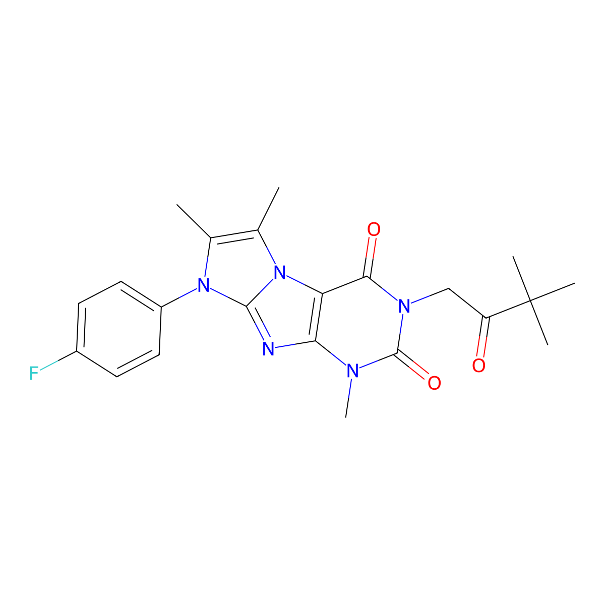 3-(3,3-dimethyl-2-oxobutyl)-8-(4-fluorophenyl)-1,6,7-trimethyl-1H,2H,3H,4H,8H-imidazo[1,2-g]purine-2,4-dione molecular structure, CAS 1787896-59-6