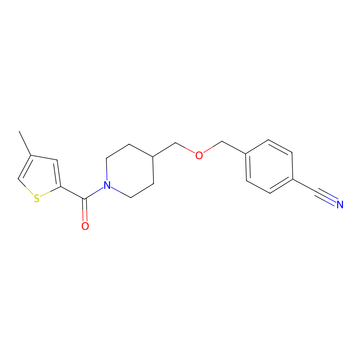 4-(((1-(4-Methylthiophene-2-carbonyl)piperidin-4-yl)methoxy)methyl)benzonitrile molecular structure, CAS 1787902-81-1