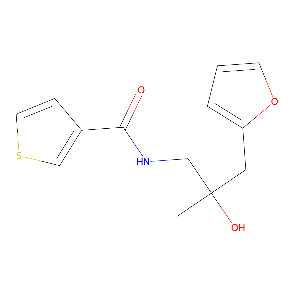 N-(3-(furan-2-yl)-2-hydroxy-2-methylpropyl)thiophene-3-carboxamide molecular structure, CAS 1787902-88-8