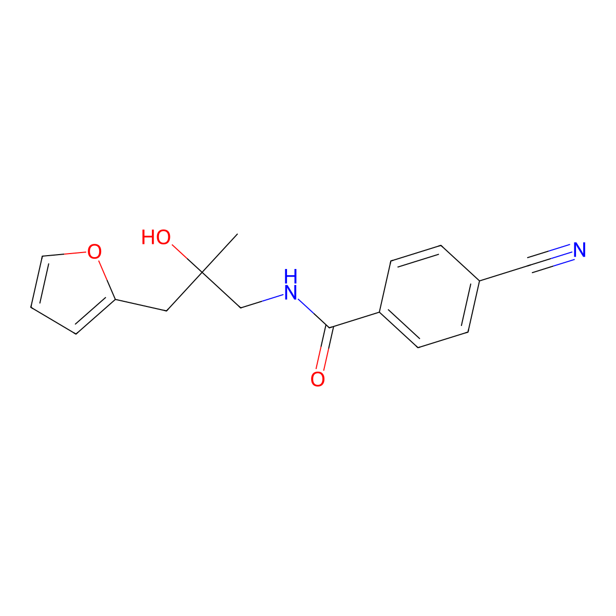 4-cyano-N-(3-(furan-2-yl)-2-hydroxy-2-methylpropyl)benzamide molecular structure, CAS 1787902-94-6