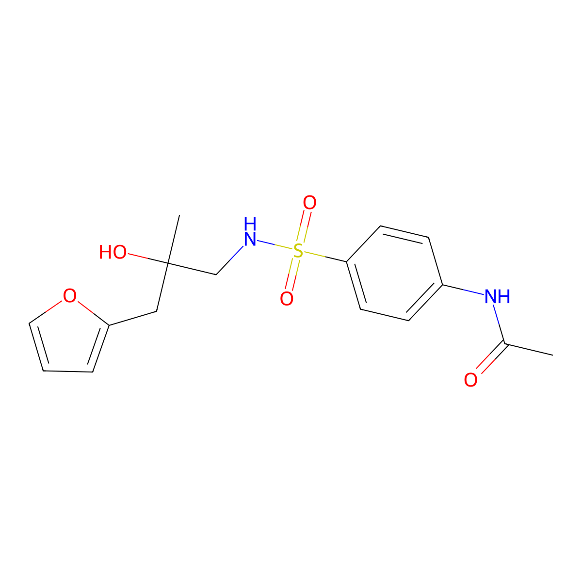 N-(4-(N-(3-(furan-2-yl)-2-hydroxy-2-methylpropyl)sulfamoyl)phenyl)acetamide molecular structure, CAS 1787902-99-1