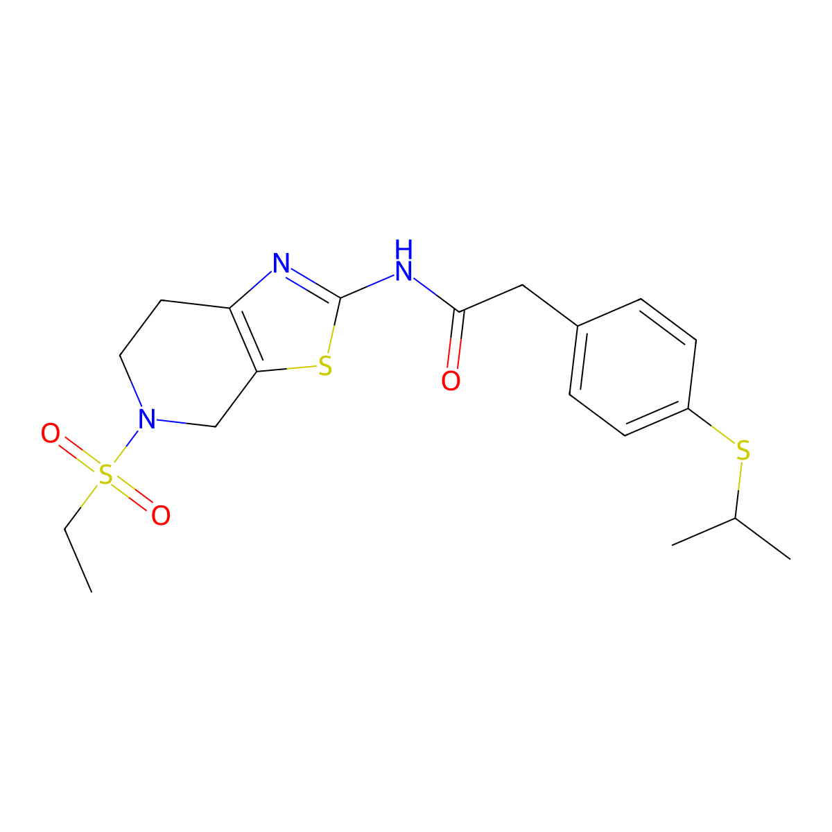N-(5-(ethylsulfonyl)-4,5,6,7-tetrahydrothiazolo[5,4-c]pyridin-2-yl)-2-(4-(isopropylthio)phenyl)acetamide molecular structure, CAS 1787903-09-6