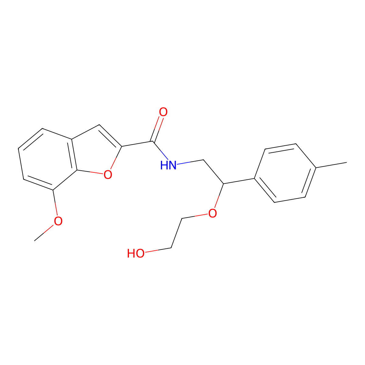 N-(2-(2-hydroxyethoxy)-2-(p-tolyl)ethyl)-7-methoxybenzofuran-2-carboxamide molecular structure, CAS 1787903-29-0