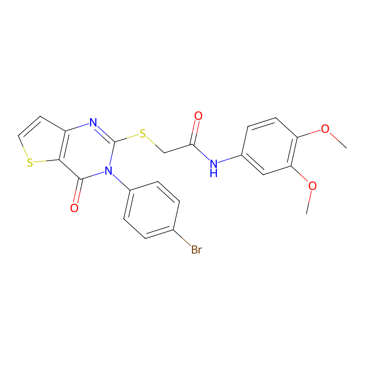 2-((3-(4-bromophenyl)-4-oxo-3,4-dihydrothieno[3,2-d]pyrimidin-2-yl)thio)-N-(3,4-dimethoxyphenyl)acetamide molecular structure, CAS 1787905-99-0