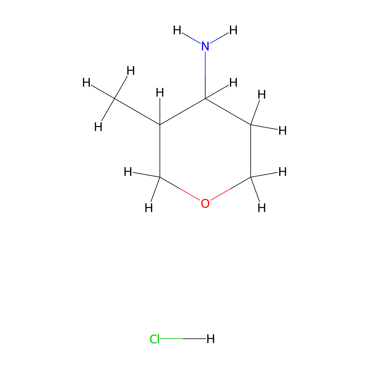 3-Methyloxan-4-amine hydrochloride molecular structure, CAS 1787906-12-0