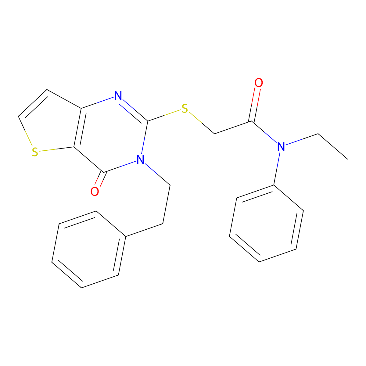 N-ethyl-2-((4-oxo-3-phenethyl-3,4-dihydrothieno[3,2-d]pyrimidin-2-yl)thio)-N-phenylacetamide molecular structure, CAS 1787906-19-7