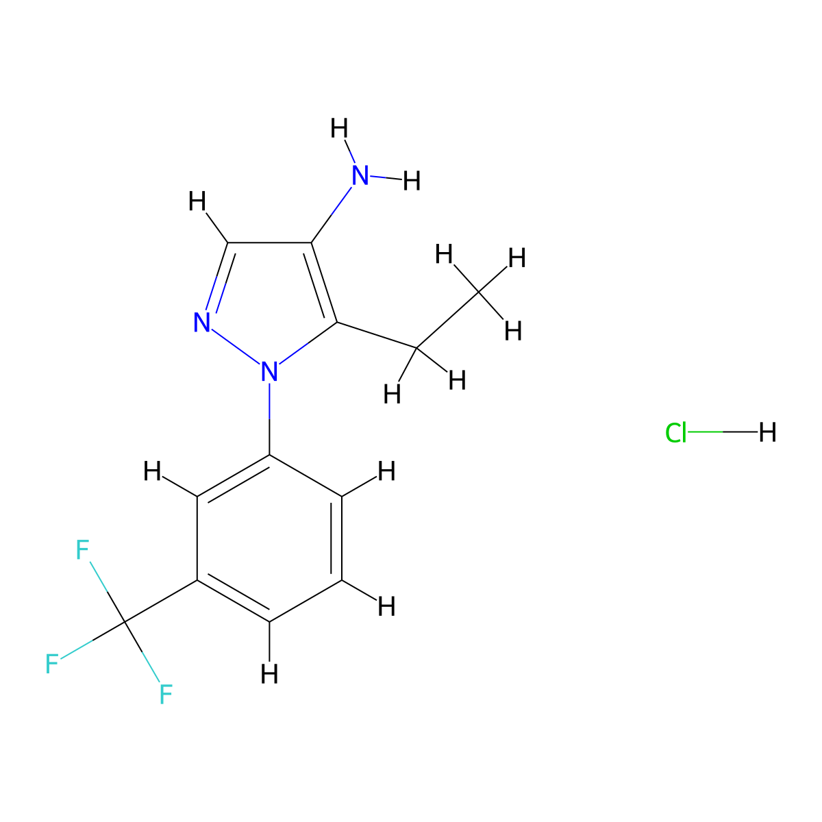 5-ethyl-1-[3-(trifluoromethyl)phenyl]-1H-pyrazol-4-amine hydrochloride molecular structure, CAS 1787909-27-6